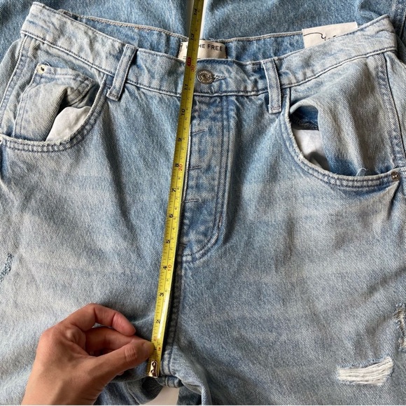 NWT FREE PEOPLE We The Free Good Luck Mid Rise Barrel Jeans Barnyard Blue 29 - Picture 9 of 9